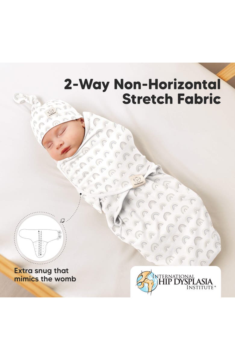 KeaBabies 3-Pack Soothe Swaddle Wraps with Knot Hats, Alternate, color, Shifts