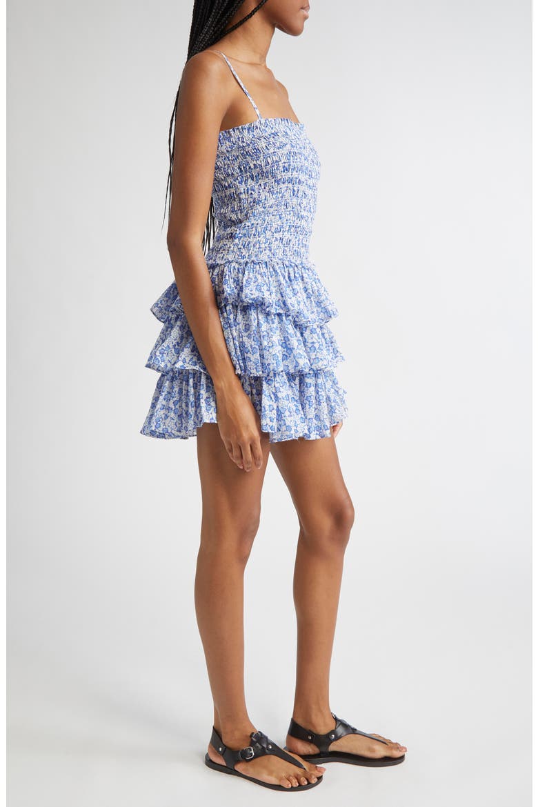 Elodie Floral Print Voile Minidress, Alternate, color, BLUE