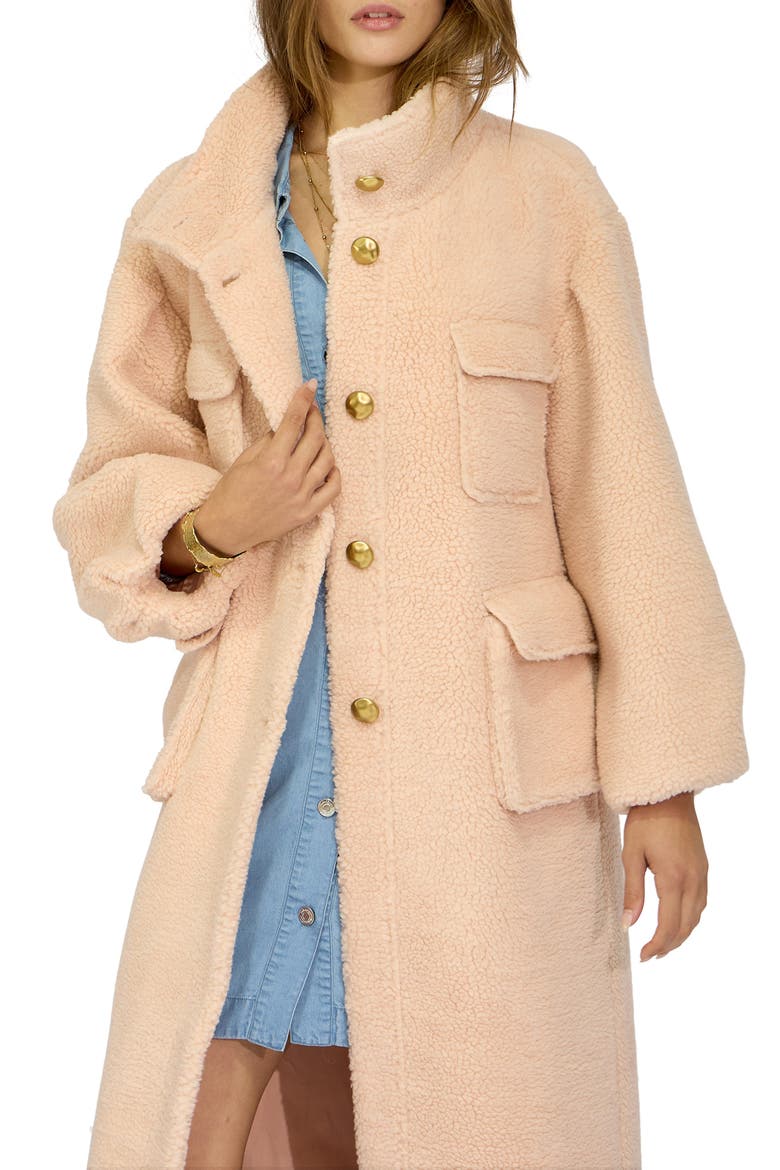 Cozy Nights Faux Shearling Bouclé Coat, Alternate, color, DUSTY PINK
