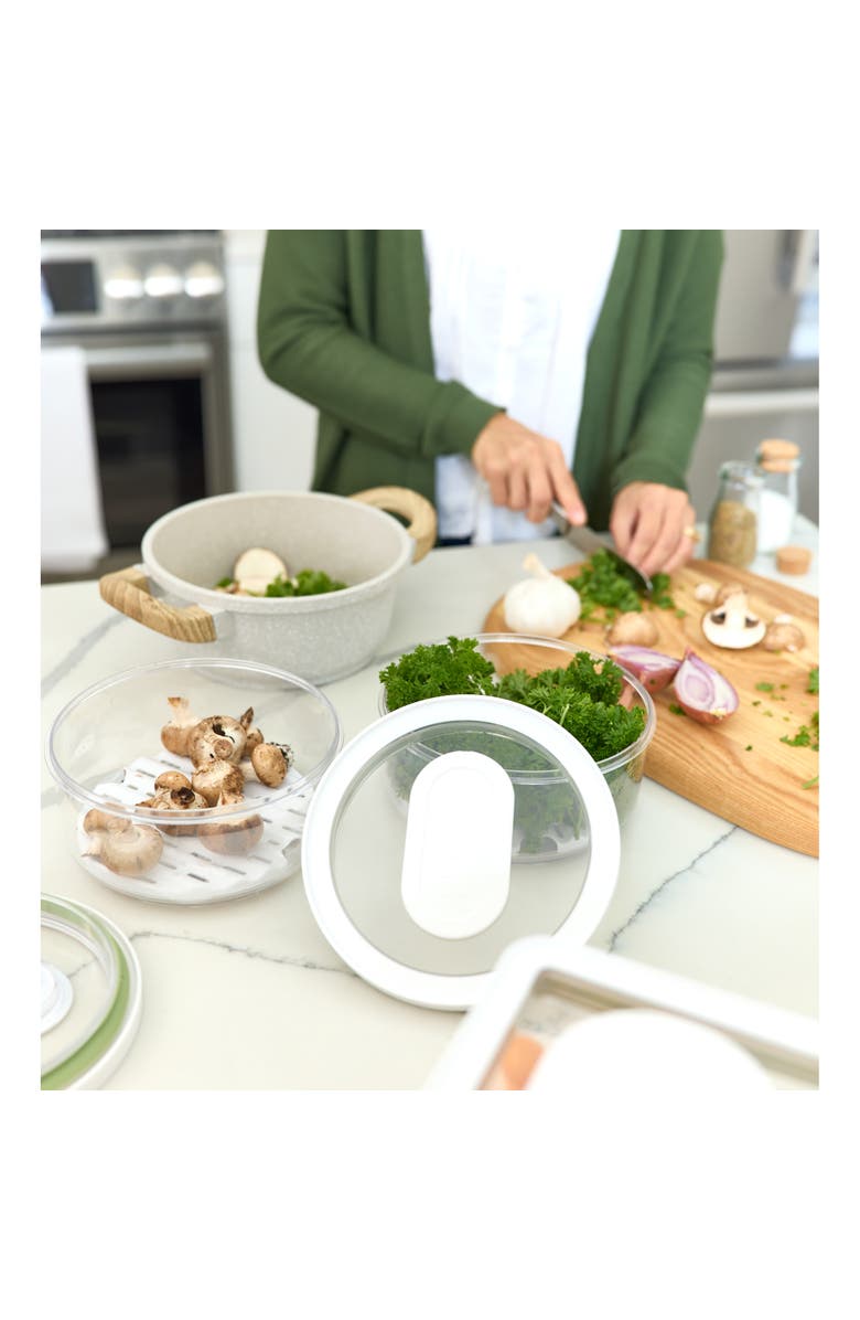 iDesign Round Produce Bin with Drainage Tray and Lid - Set of 2 - Clear, Alternate, color, Clear