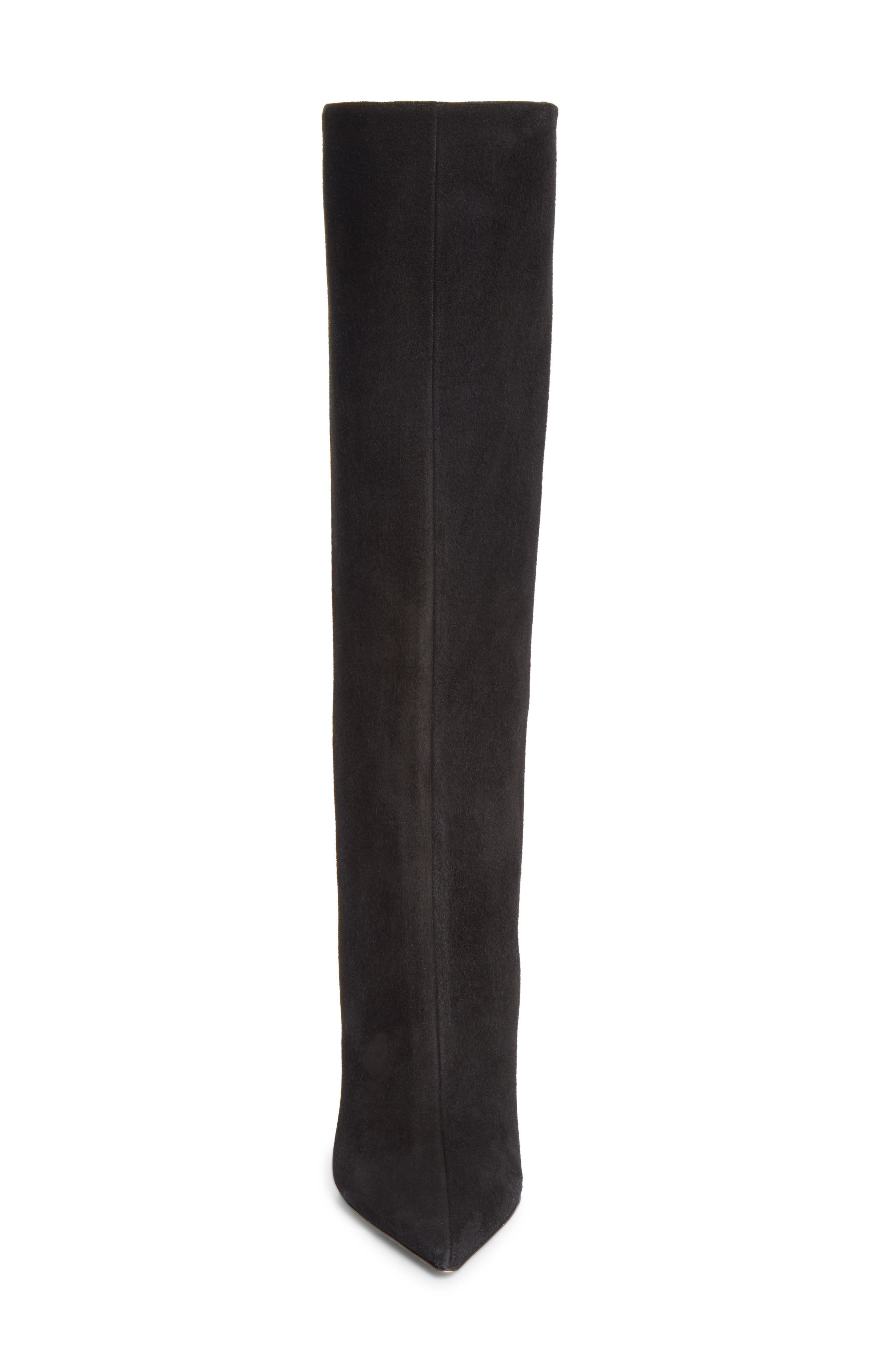 Blake Pointed Toe Knee High Wedge Boot, Alternate, color, BLACK