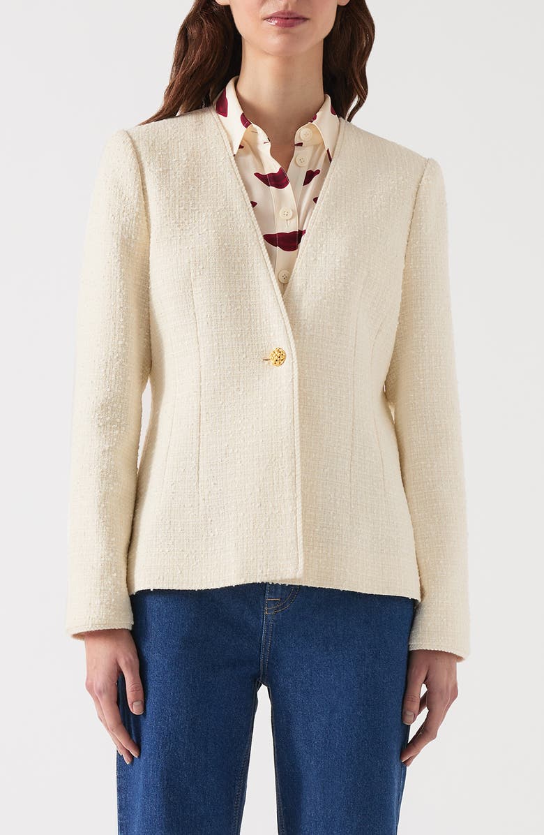 LK Bennett Chloe Tweed Jacket, Main, color, Ivory