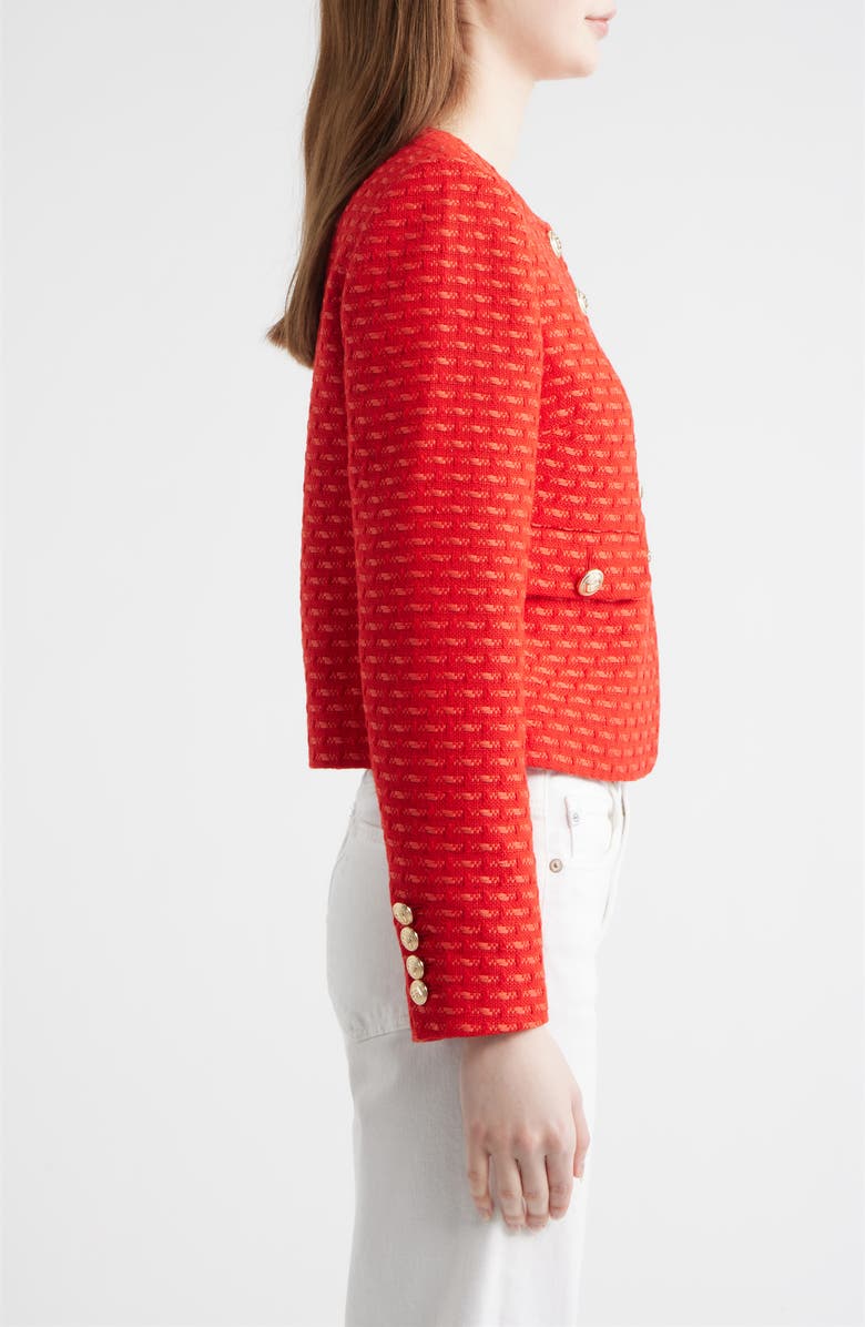 Elie Tahari The Marlena Metallic Tweed Jacket, Alternate, color, Poppy Glow Tweed