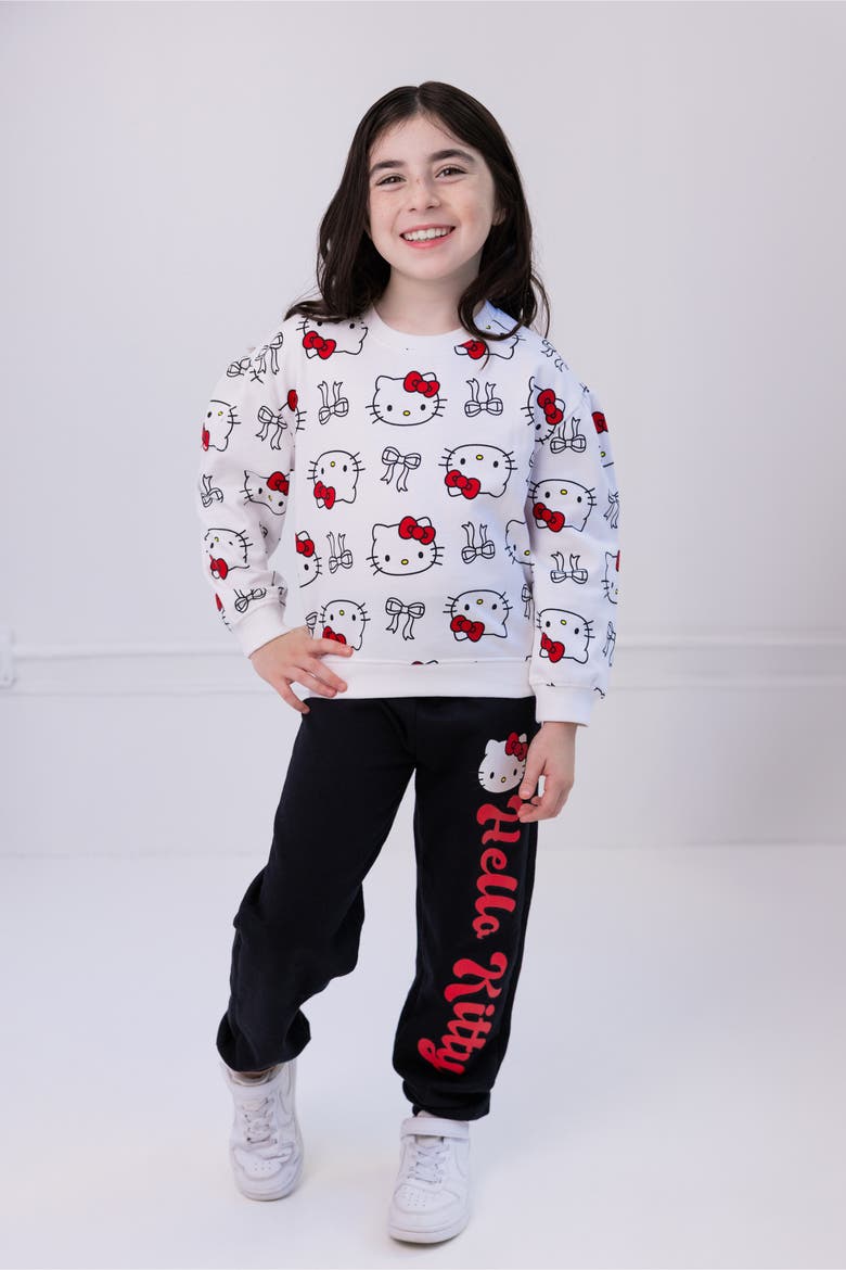 Fleece 2-Piece Sweatshirt and Pants Set, Alternate, color, Hello Kitty White Red