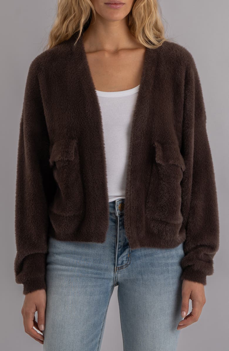 KUT from the Kloth Jana Open Front Cardigan, Main, color, Chocolate