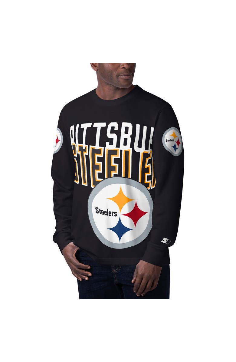 STARTER Men's Starter Black Pittsburgh Steelers Clutch Hit Long Sleeve T-Shirt, Main, color, Black