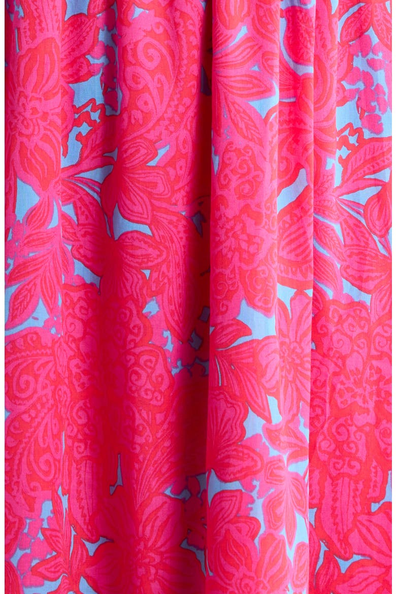 Delina Floral Smock Bodice Cotton Dress, Alternate, color, PINK/ BLUE