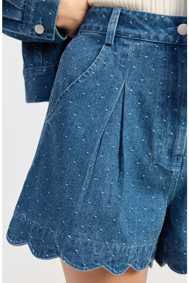 Heidi Scallop Hem Embroidered Jeans Shorts, Alternate, color, MEDIUM WASH DENIM