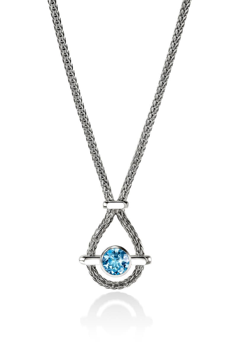 Icon Necklace, Sterling Silver, Swiss Blue Topaz, 2.5mm, Main, color, SILVER
