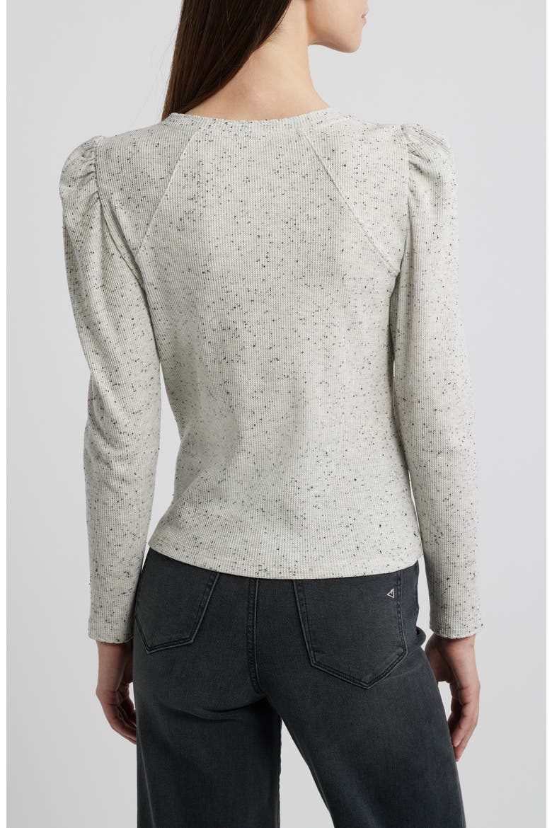 Puff Shoulder Long Sleeve Thermal Top, Alternate, color, HEATHER OFF WHITE