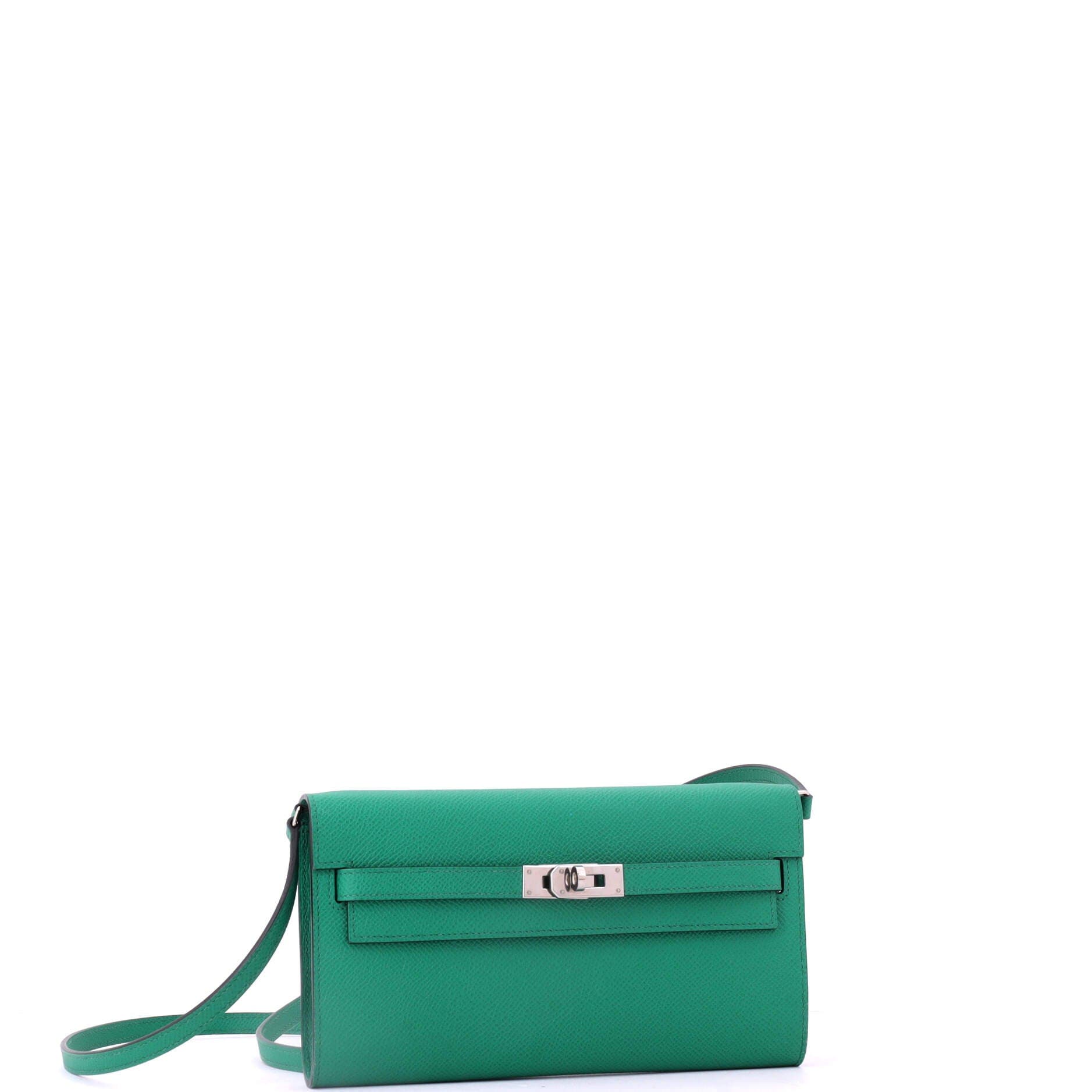 Pre-Owned Hermes Kelly To Go Wallet Epsom, Alternate, color, Vert Jade