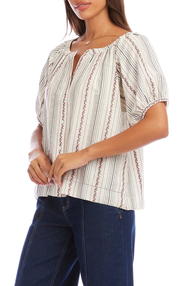 Stripe & Embroidery Peasant Top, Alternate, color, NATURAL