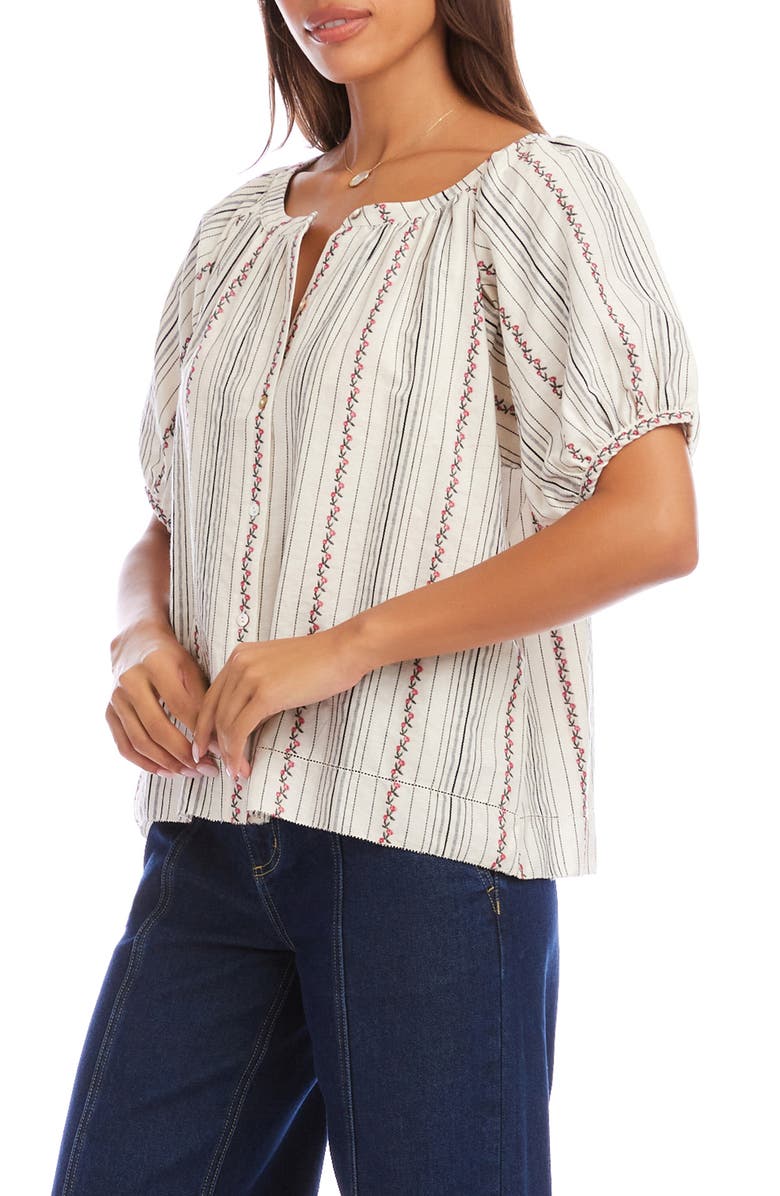 Karen Kane Stripe & Embroidery Peasant Top, Alternate, color, Natural
