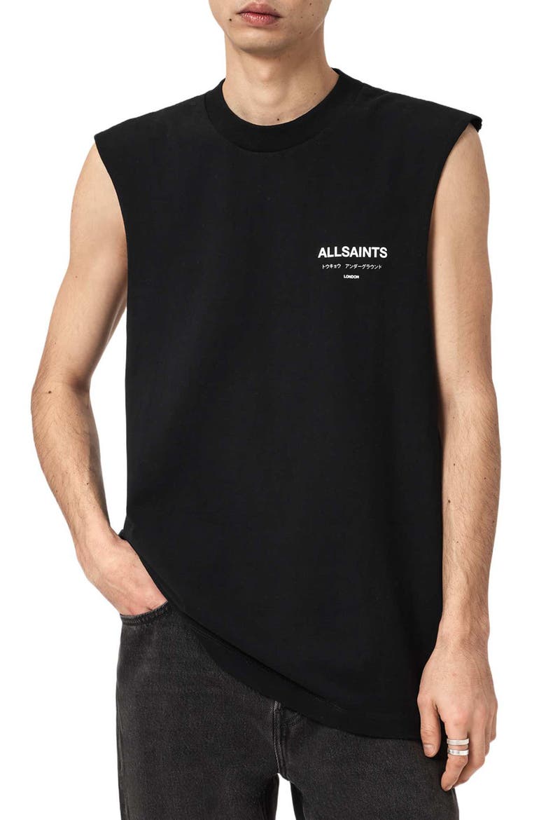 Underground Sleeveless Crewneck Graphic T-Shirt, Main, color, JET BLACK
