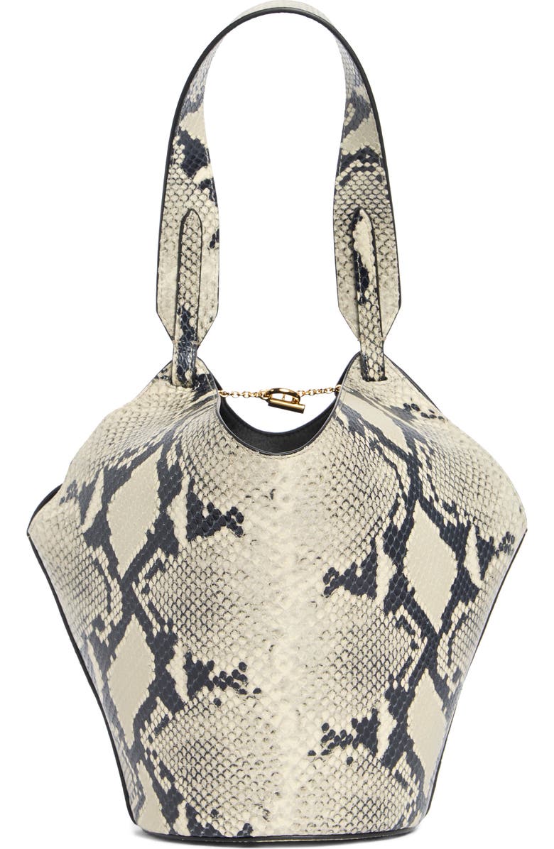 Khaite Mini Lotus Snakeskin Embossed Leather Tote Bag, Alternate, color, 121 Natural