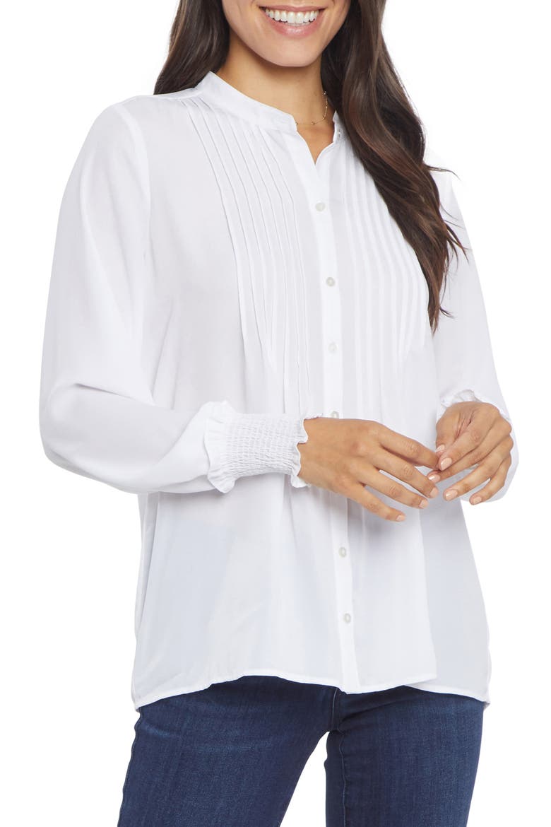 Pleated Peasant Blouse, Main, color, OPTIC WHITE