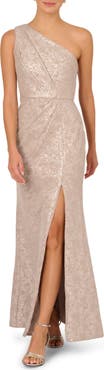 Adrianna Papell One Shoulder Sequin Jacquard Gown