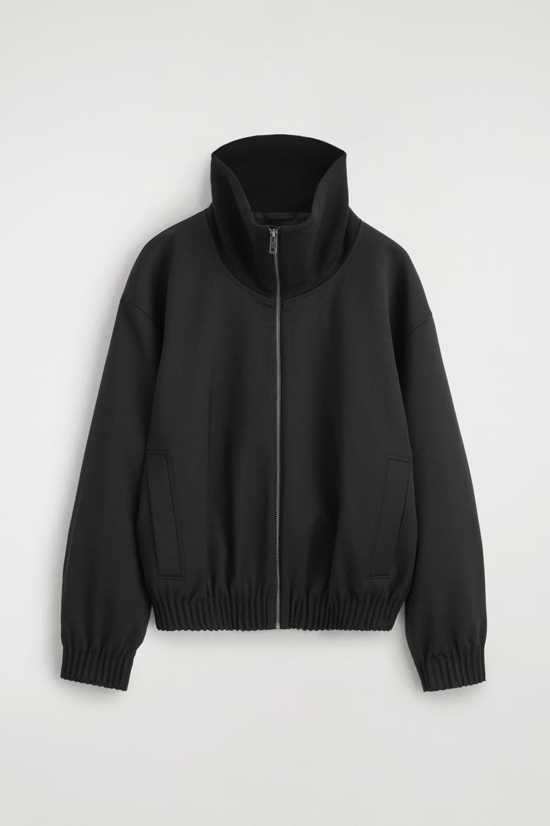 Mock-Neck Jacket, Alternate, color, BLACK