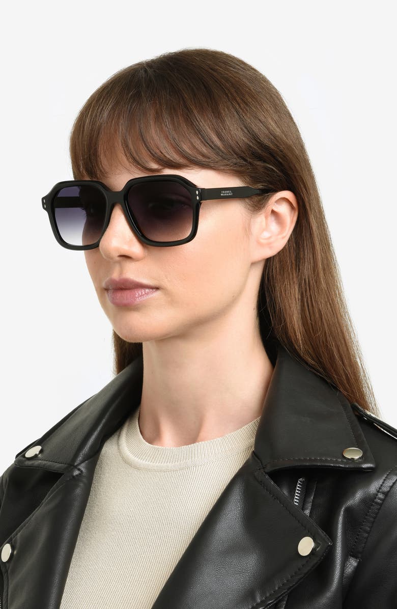 Isabel Marant 56mm Sqaure Sunglasses, Alternate, color, Black