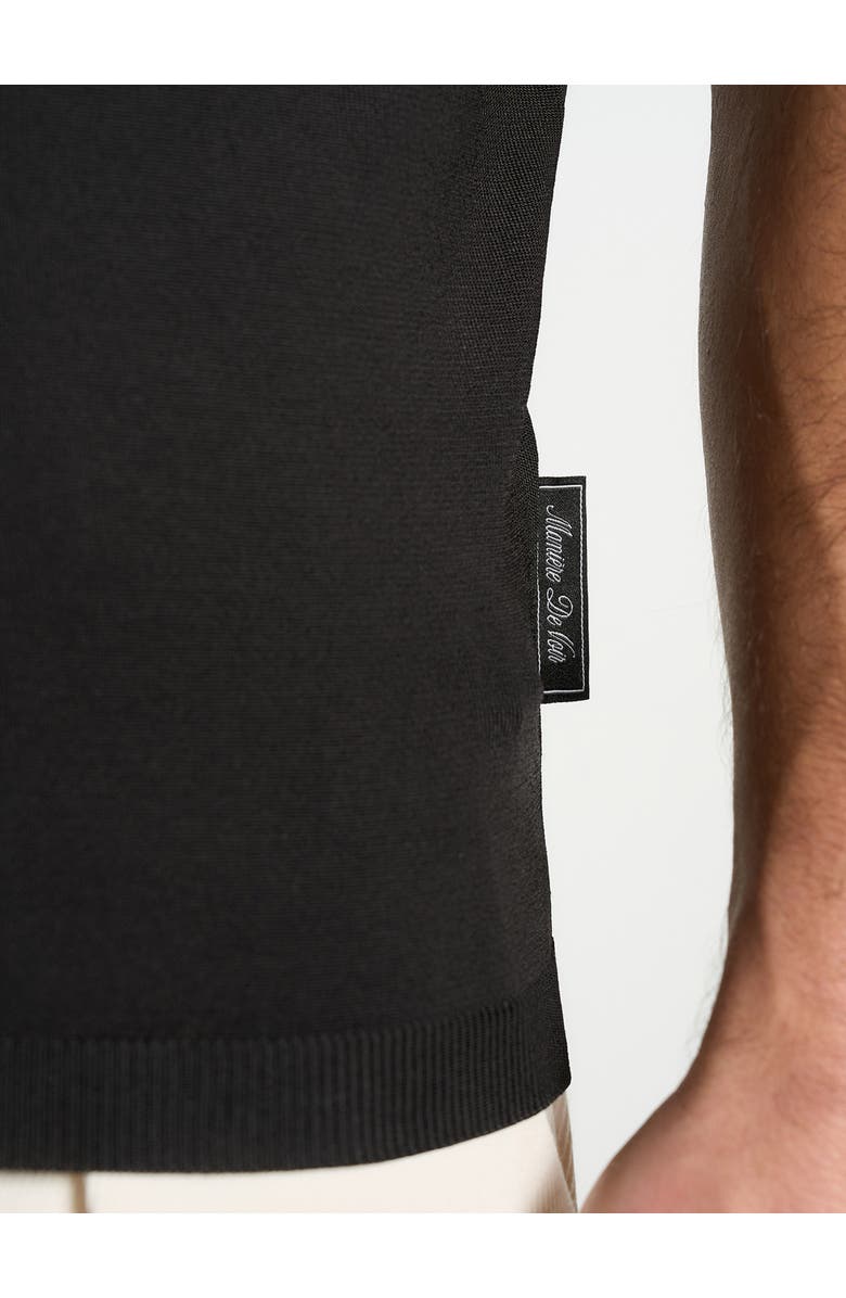 Manière De Voir Bryn Luxe Knitted Polo Top, Alternate, color, Black