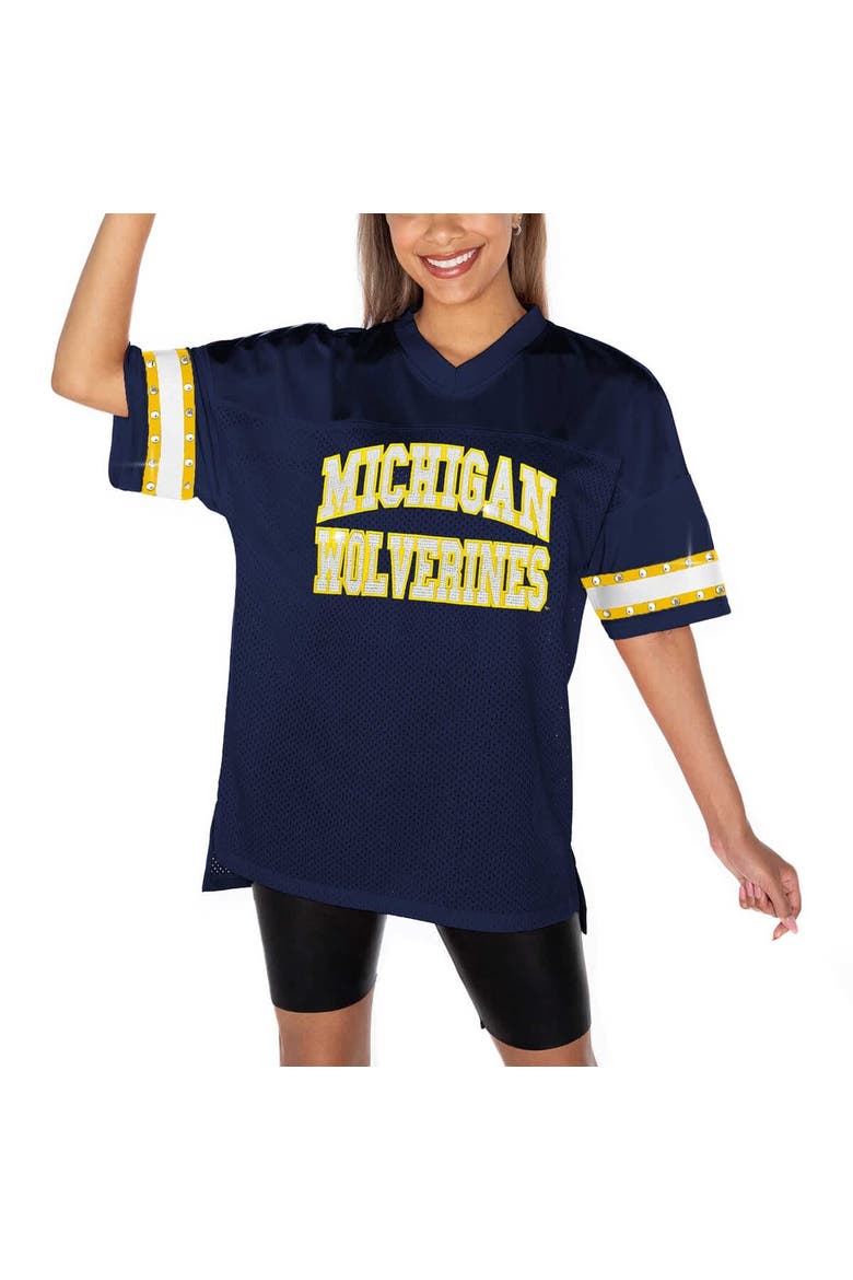 Women's Gameday Couture Navy Michigan Wolverines Until Kickoff Rhinestone Fashion T-Shirt, Main, color, Navy