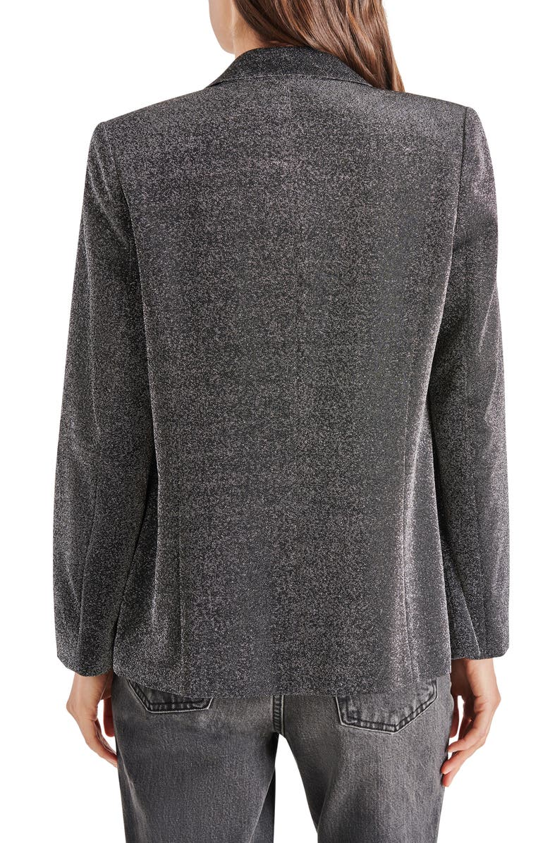 Steve Madden Payton Metallic Open Front Blazer, Alternate, color, Black