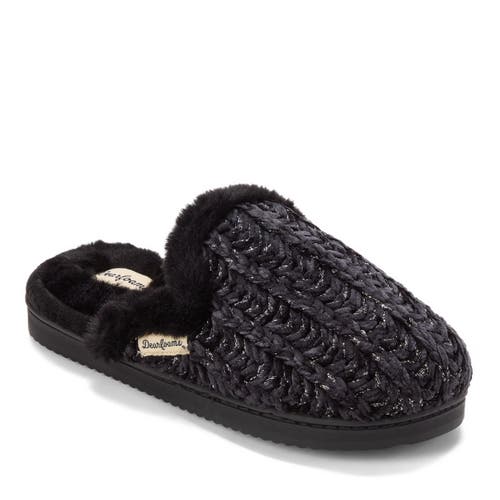 Dearfoams Paris Chenille Shaped Tab Scuff Slipper In Black