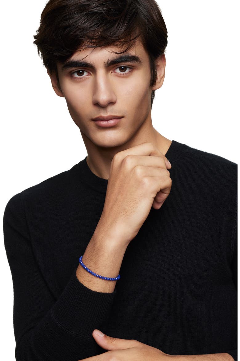 Men's Spiritual Beads Bracelet, Alternate, color, SILVER/ LAPIS
