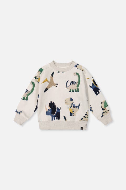 Fleece Dino Ribbed Cuffs Sweatshirt