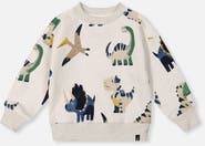 Deux par Deux Fleece Dino Ribbed Cuffs Sweatshirt