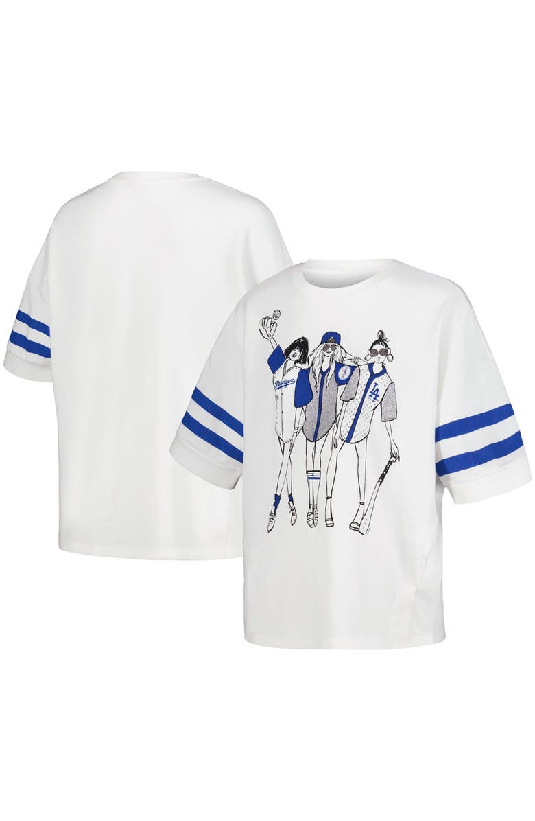 G-III 4HER BY CARL BANKS Women's G-III 4Her by Carl Banks White Los Angeles Dodgers Winners Half-Sleeve Fashion Top, Main, color, 
