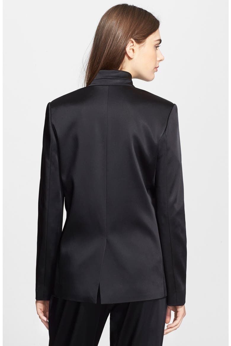T by Alexander Wang Stretch Satin Open Blazer, Alternate, color, BLACK
