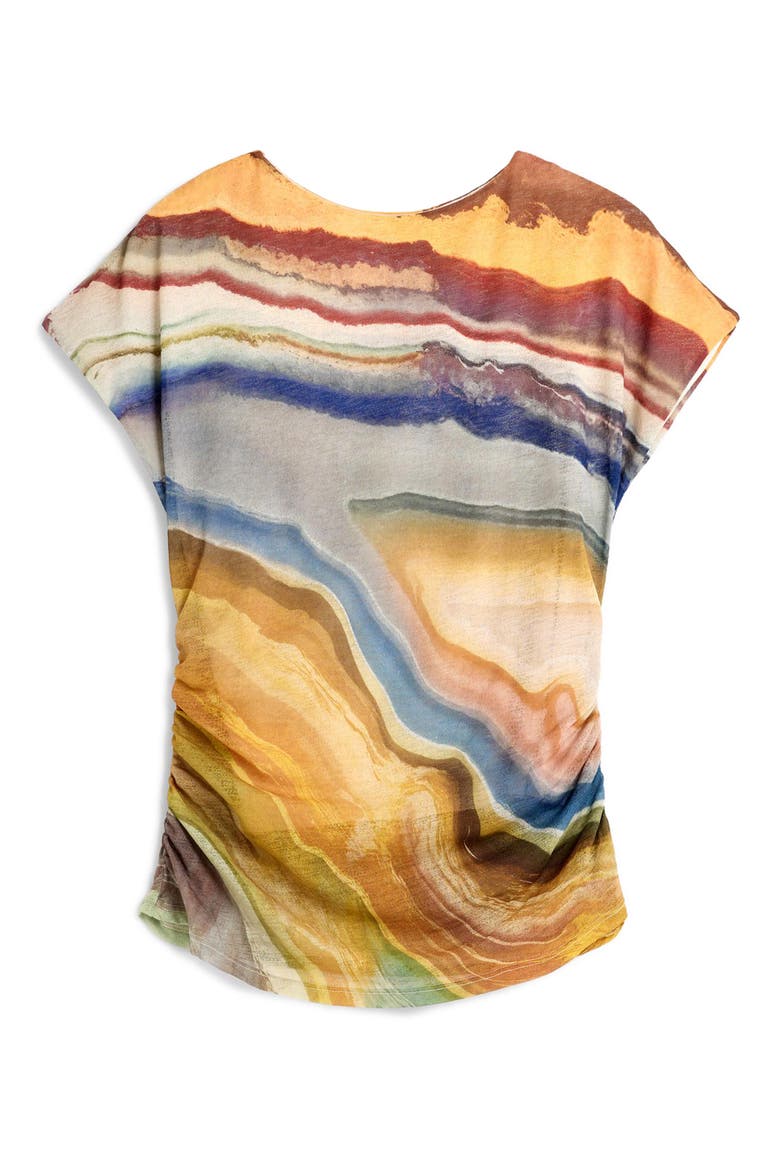 Ruched Short Sleeve T-Shirt, Alternate, color, MULTI