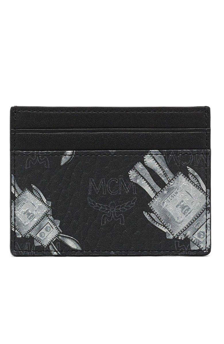 MCM Aren Card Case in Rabot Visetos, Main, color, 