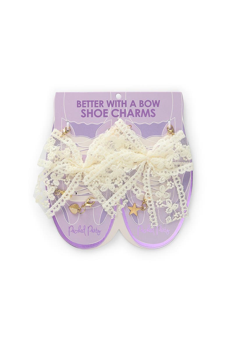 Lace Bows and Gold Charms Shoe Charm Set 5pc, Main, color, Multicolor