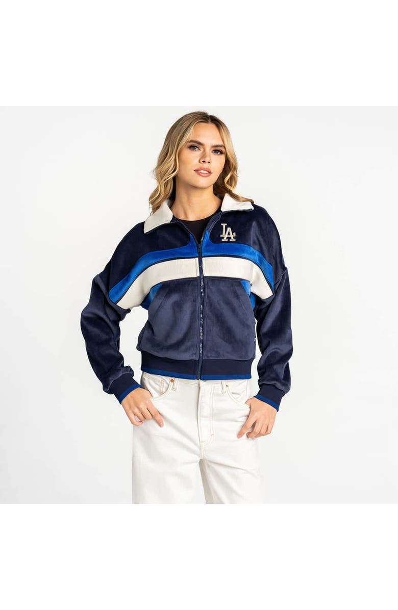THE WILD COLLECTIVE Women's The Wild Collective  Royal Los Angeles Dodgers Velvet Cord Full-Zip Jacket, Main, color, Royal