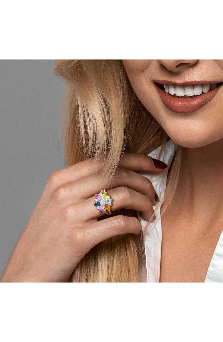 Julianna B. Multi-Stone 1/2ct TW Diamond Flower Ring, Alternate, color, Yellow-Plated Sterling Silver