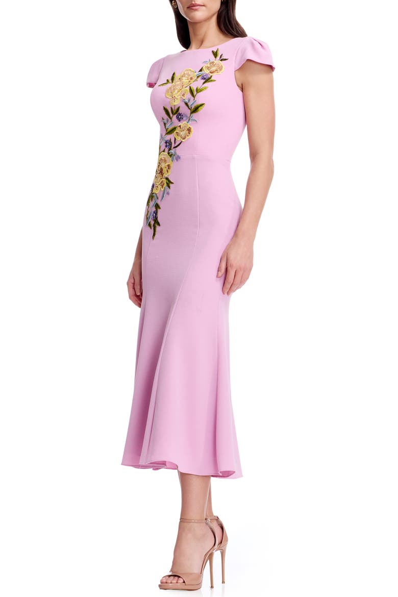 Sheryl Floral Appliqué Midi Cocktail Dress, Alternate, color, LAVENDER MULTI