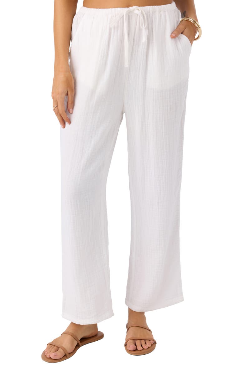 Brenda Cotton Gauze Wide Leg Pants, Main, color, WHITE