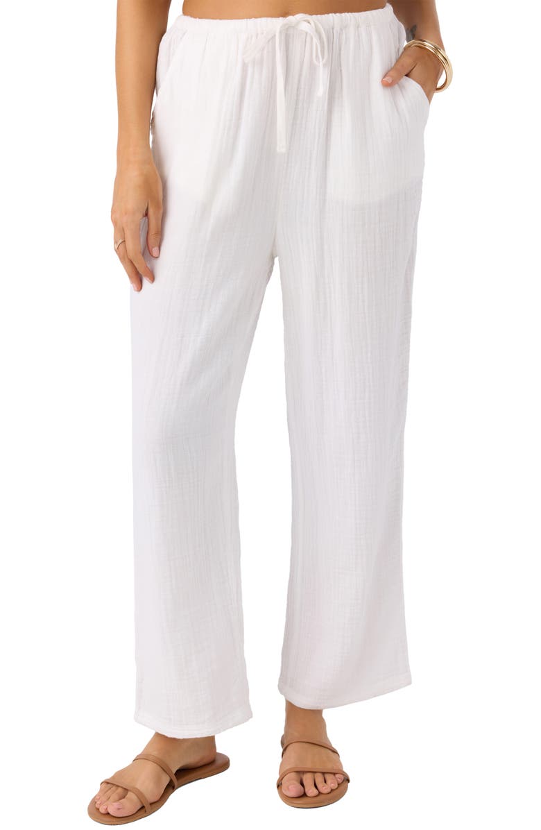 O'Neill Brenda Cotton Gauze Wide Leg Pants, Main, color, White