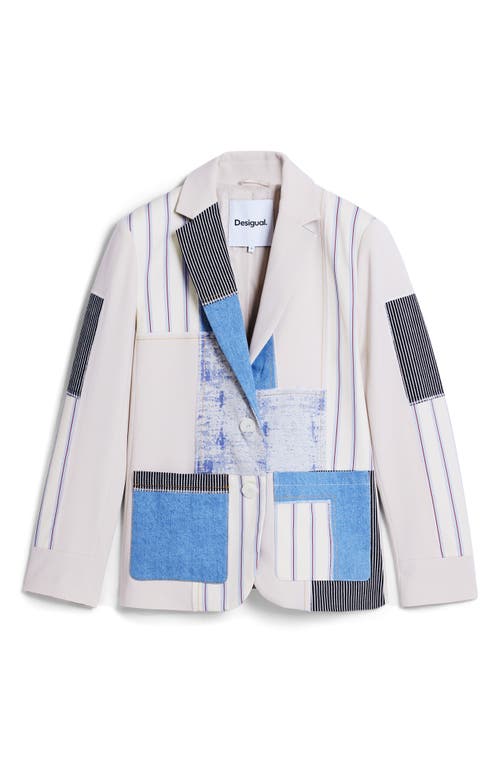 Desigual Patchwork Blazer In Neutral