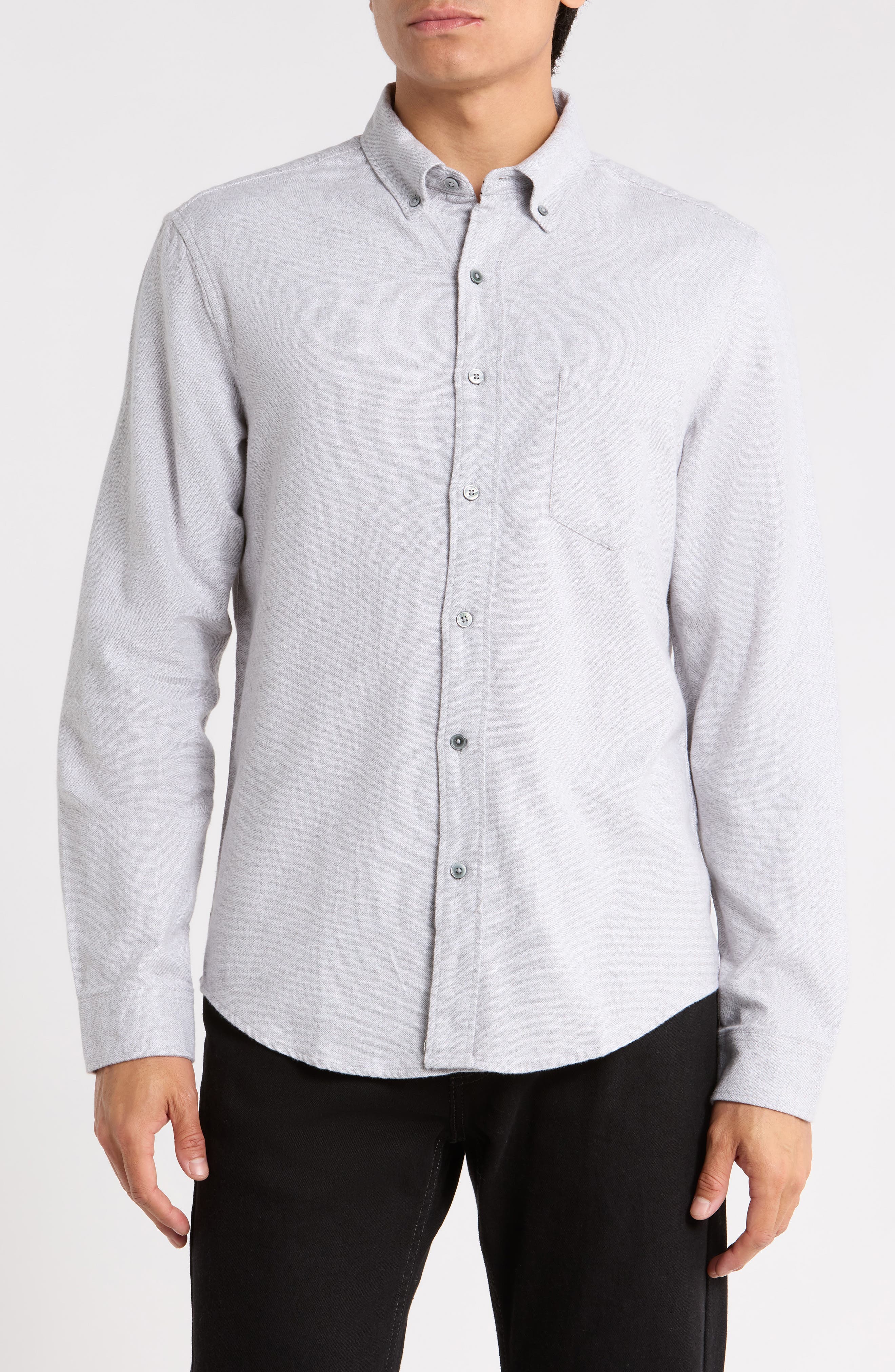 Cotton Flannel Button-Up Shirt