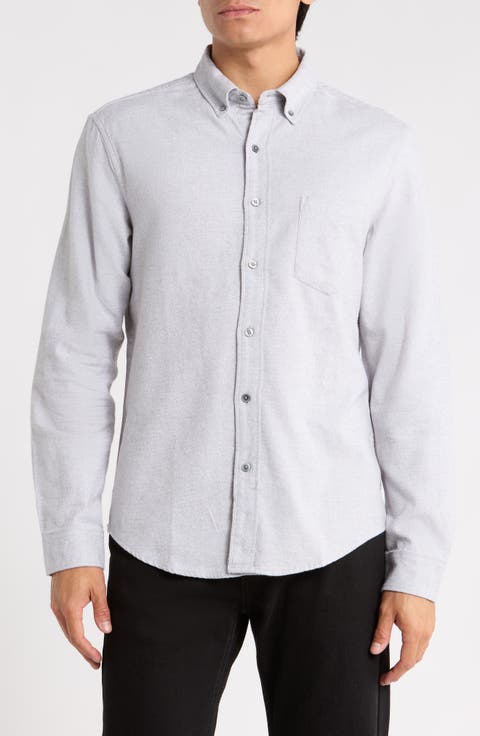 Cotton Flannel Button-Up Shirt