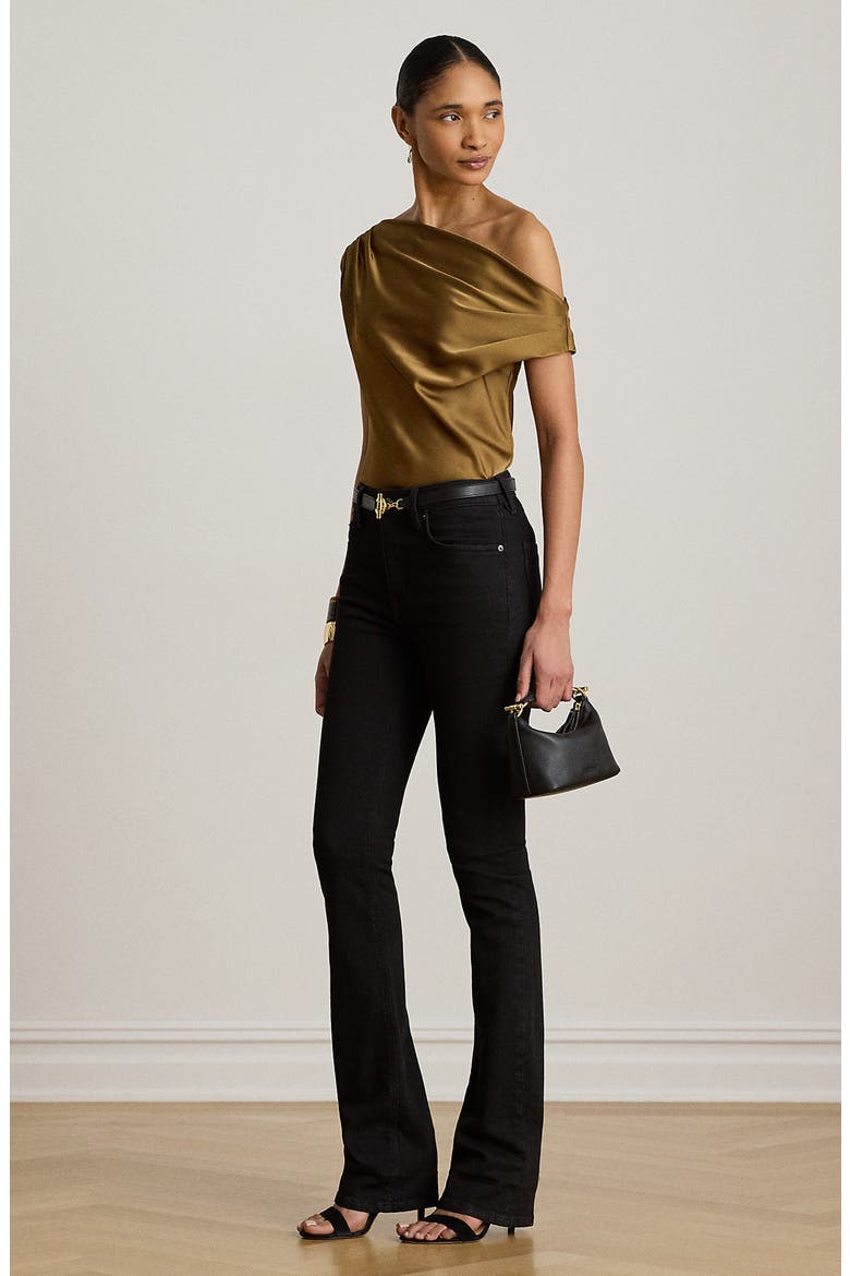 Kinthea Off the Shoulder Charmeuse Top, Alternate, color, TOBACCO BRONZE BROWN