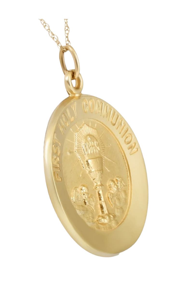 Bliss Diamond 14k Gold First Holy Communion Medal Pendant 1" Tall 4 Grams, Alternate, color, 