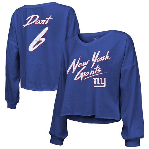 Women's Majestic Threads Jaxson Dart Royal New York Giants Script Name & Number Long Sleeve T-Shirt