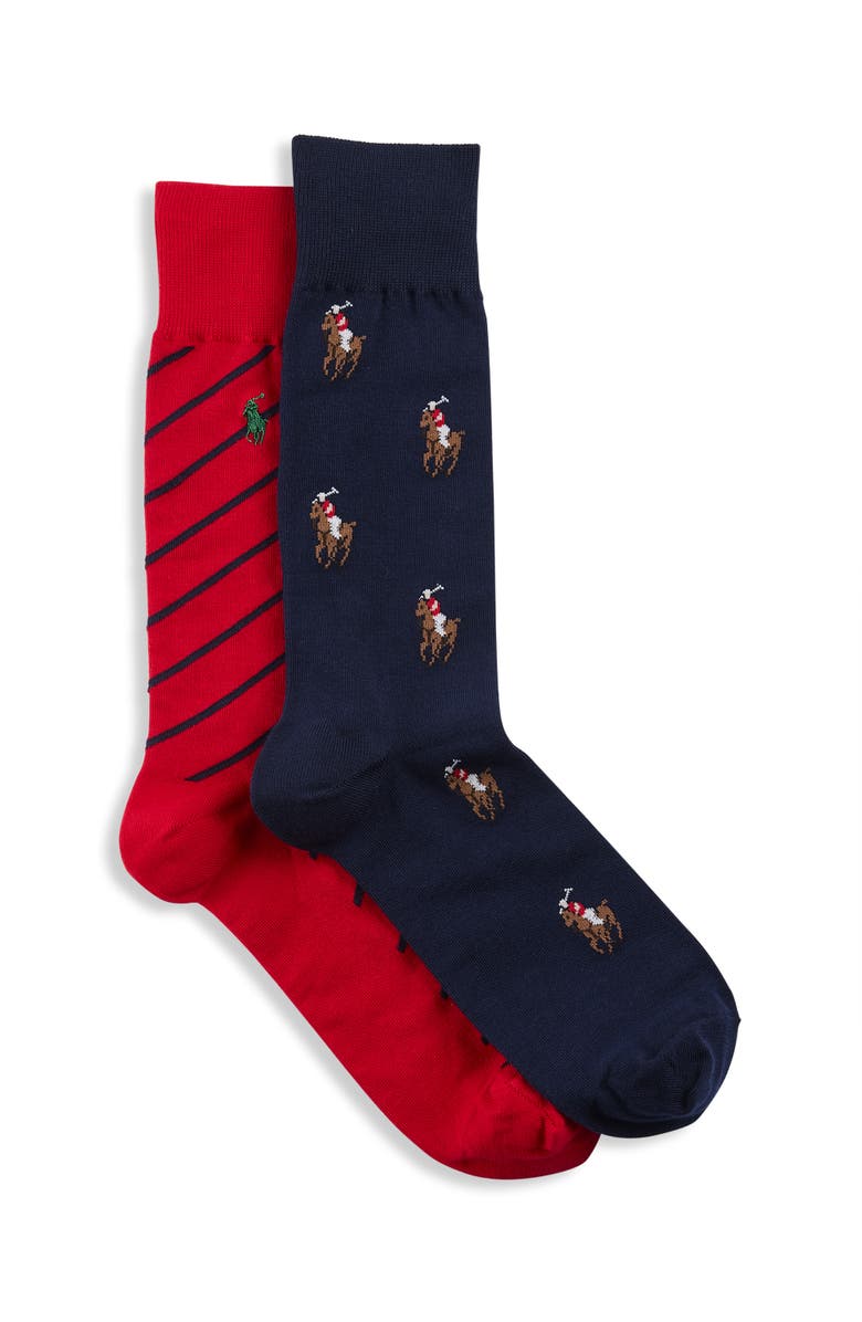 Polo Ralph Lauren 2-pk Mini Pony Socks, Main, color, Dk Navy