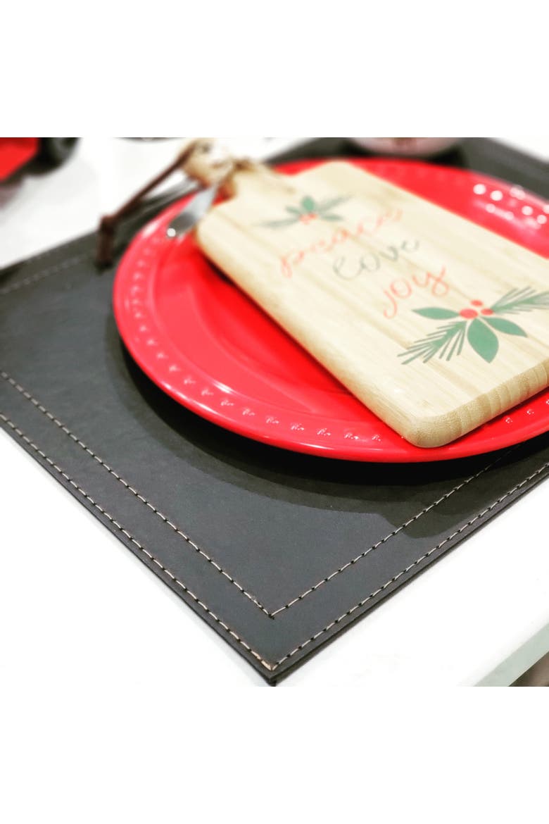 Davanti by  Classic Luxe Placemats Set of 6, Rectangular 16.5 x 12.5 Inch Indoor Outdoor Table Placemats, Alternate, color, Black Onyx