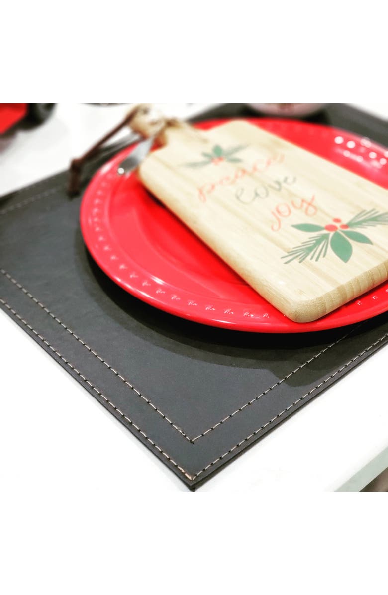 FRIELING Davanti by  Classic Luxe Placemats Set of 6, Rectangular 16.5 x 12.5 Inch Indoor Outdoor Table Placemats, Alternate, color, Black Onyx