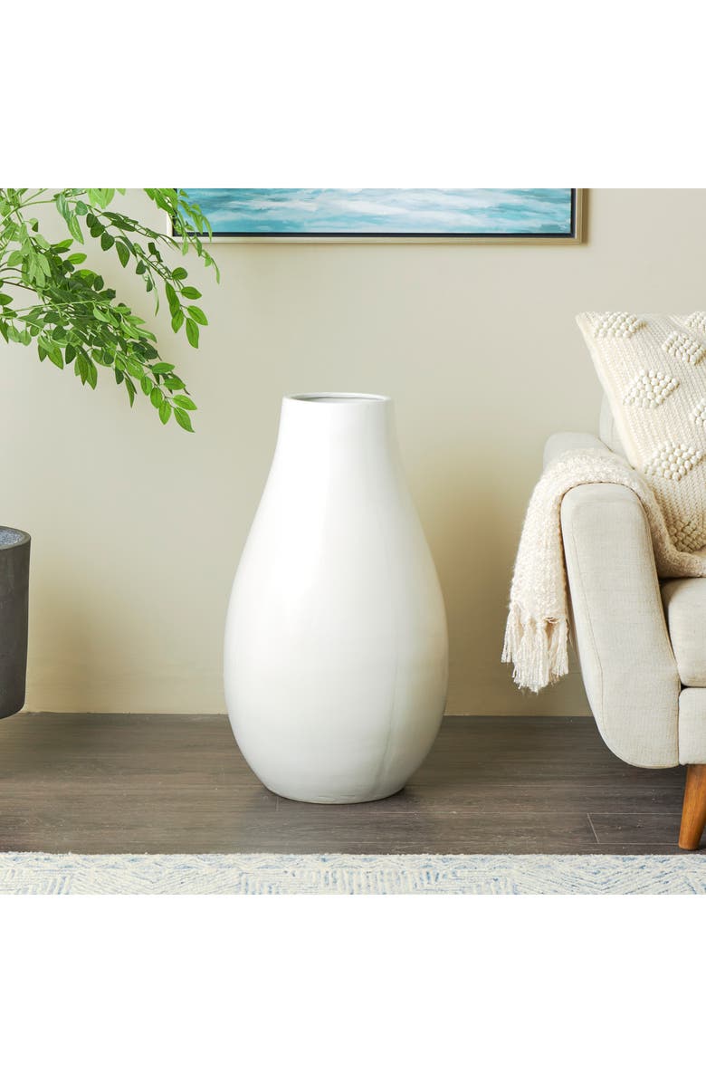 VIVIAN LUNE HOME White Ceramic Vase, Alternate, color, White